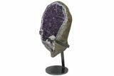 Amethyst Geode with Calcite on Metal Stand - Great Color #126448-6